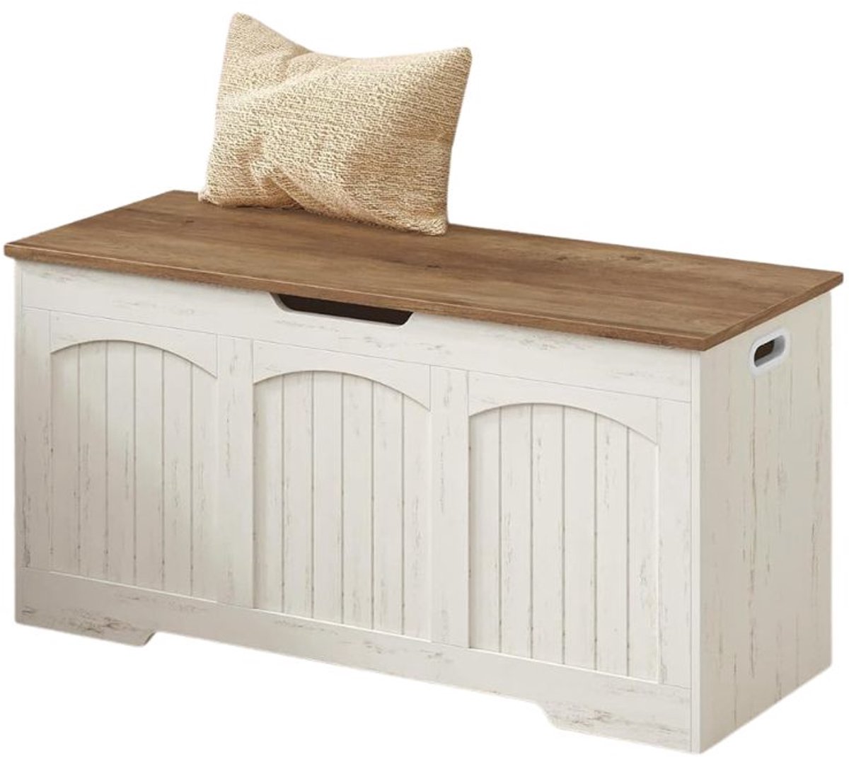JCP® Dekenkist - Opbergdoos - Opbergdoos met Grote Capaciteit - Wit/Bruin - 100cm x 40cm x 48cm