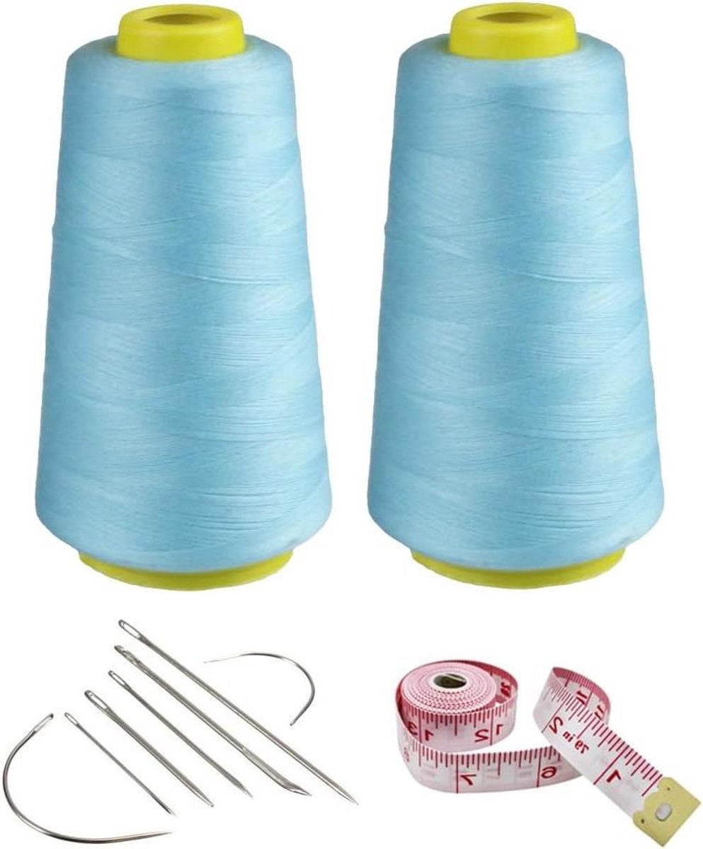 Naaigaren Set - Polyester Garen - Kleding Repareren - Hoge Treksterkte - 6000 Meter - Hemelsblauw