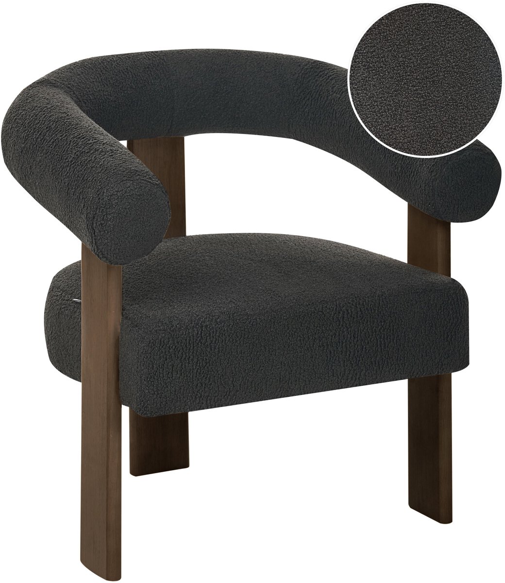 ILBRO - Fauteuil - Zwart/Donkerbruin - Bouclé