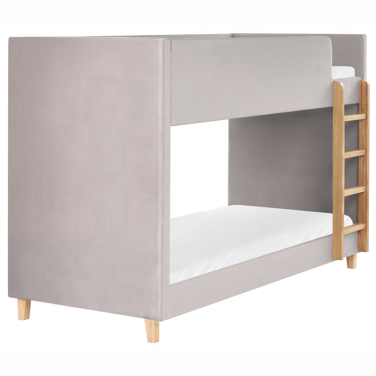Beliani CHOCQUES - Stapelbed - Lichtgrijs - 90 x 200 cm - Fluweel
