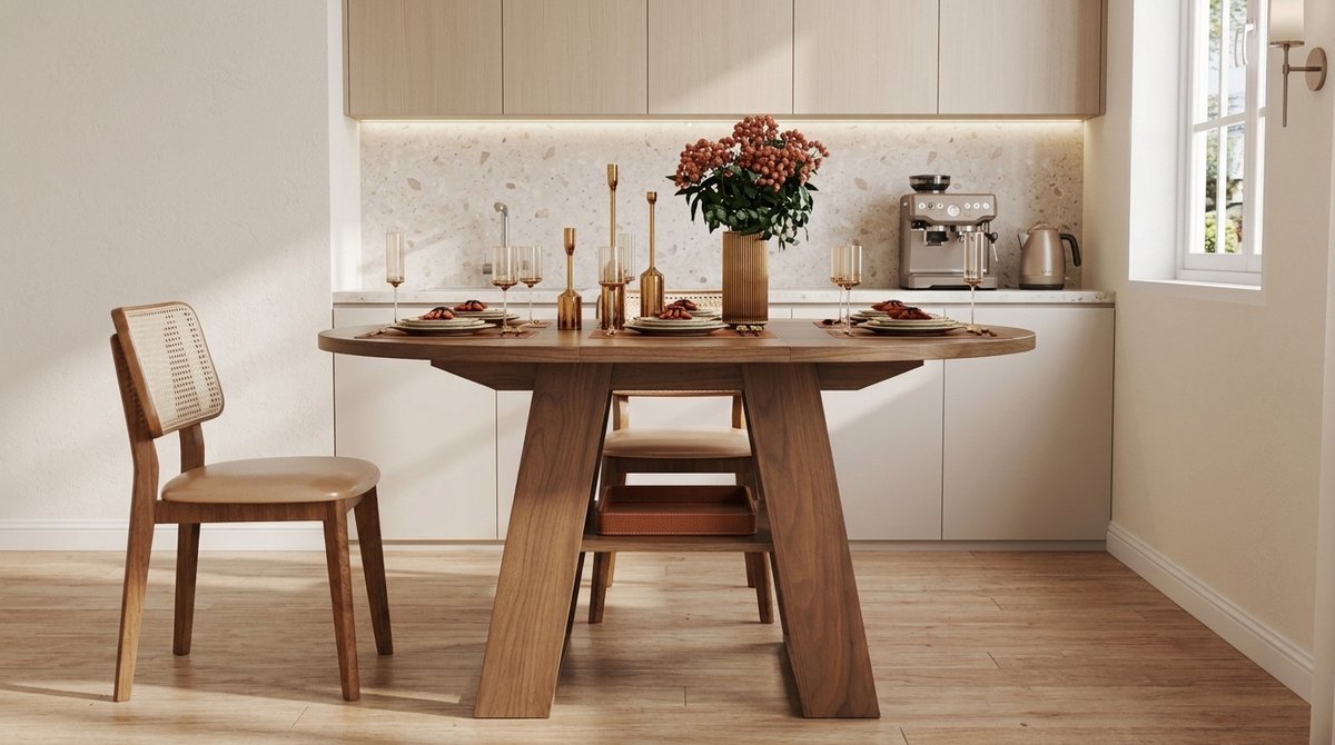 Uitschuifbare Ronde Eettafel – NoviHome - 150x110 cm - Novihome