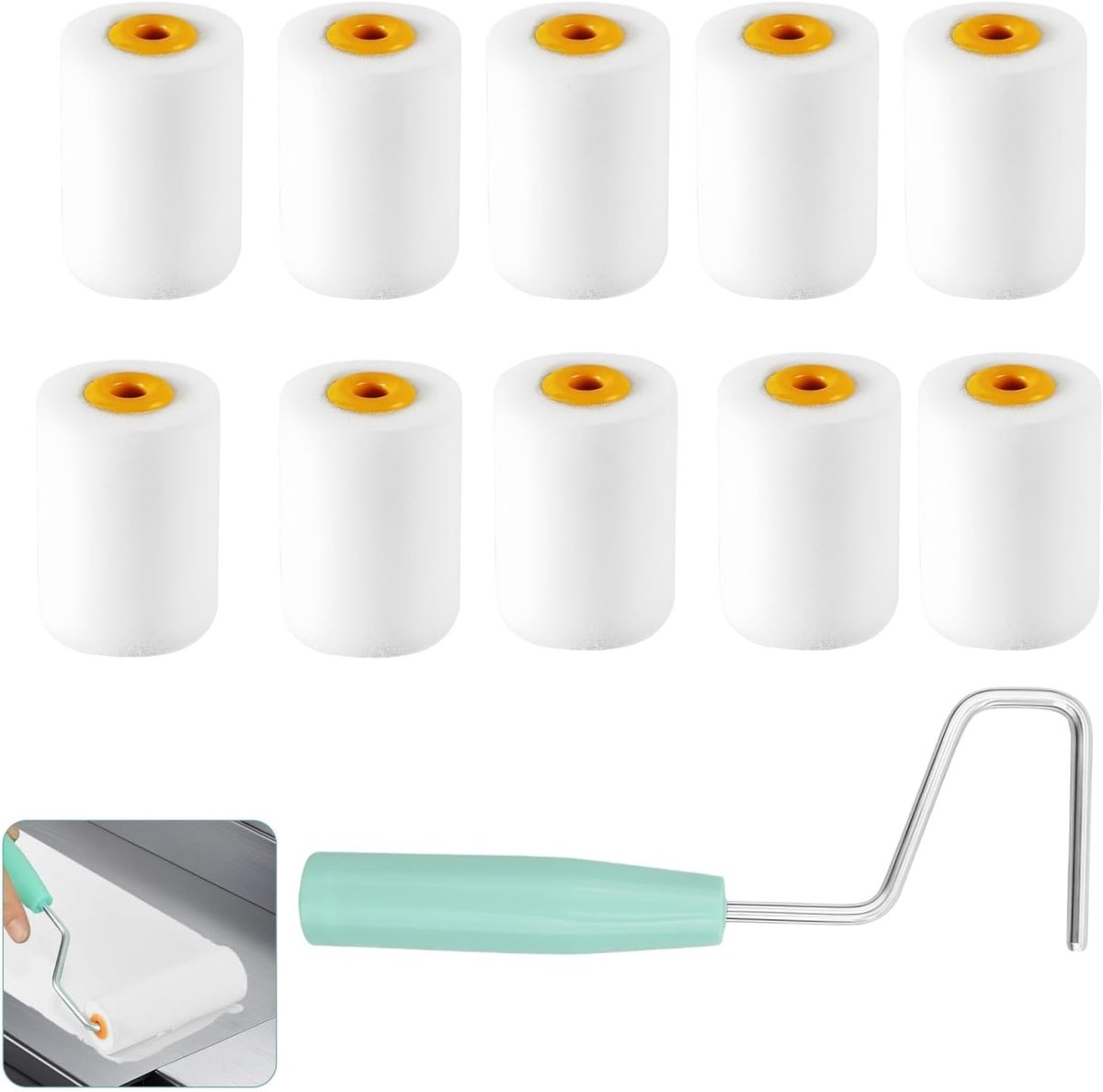 SnelShoppen - Set van 10 Kleine Verfrollers Professioneel voor Muren, Plafonds, Meubels - Perfect voor Thuis Renovaties en DIY Projecten