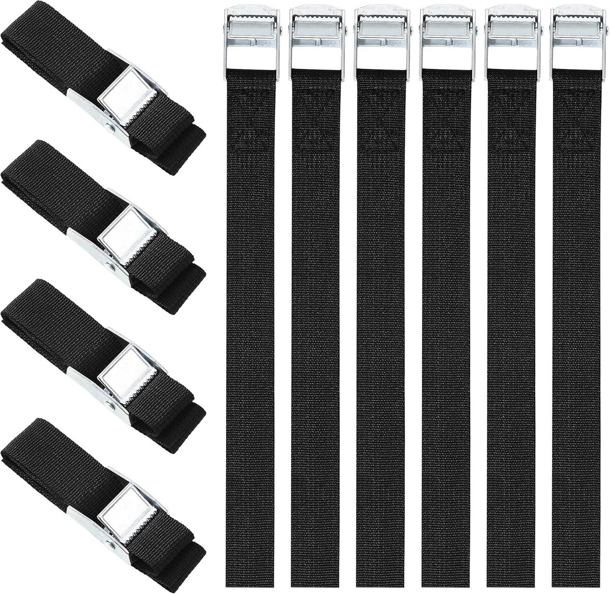SnelShoppen - Pack van 10 Lashing Straps 25mm x 50cm - Sterke Lashing Straps met Klemvergrendeling - Geschikt voor Vrachtwagens, Motoren en Bundelen -