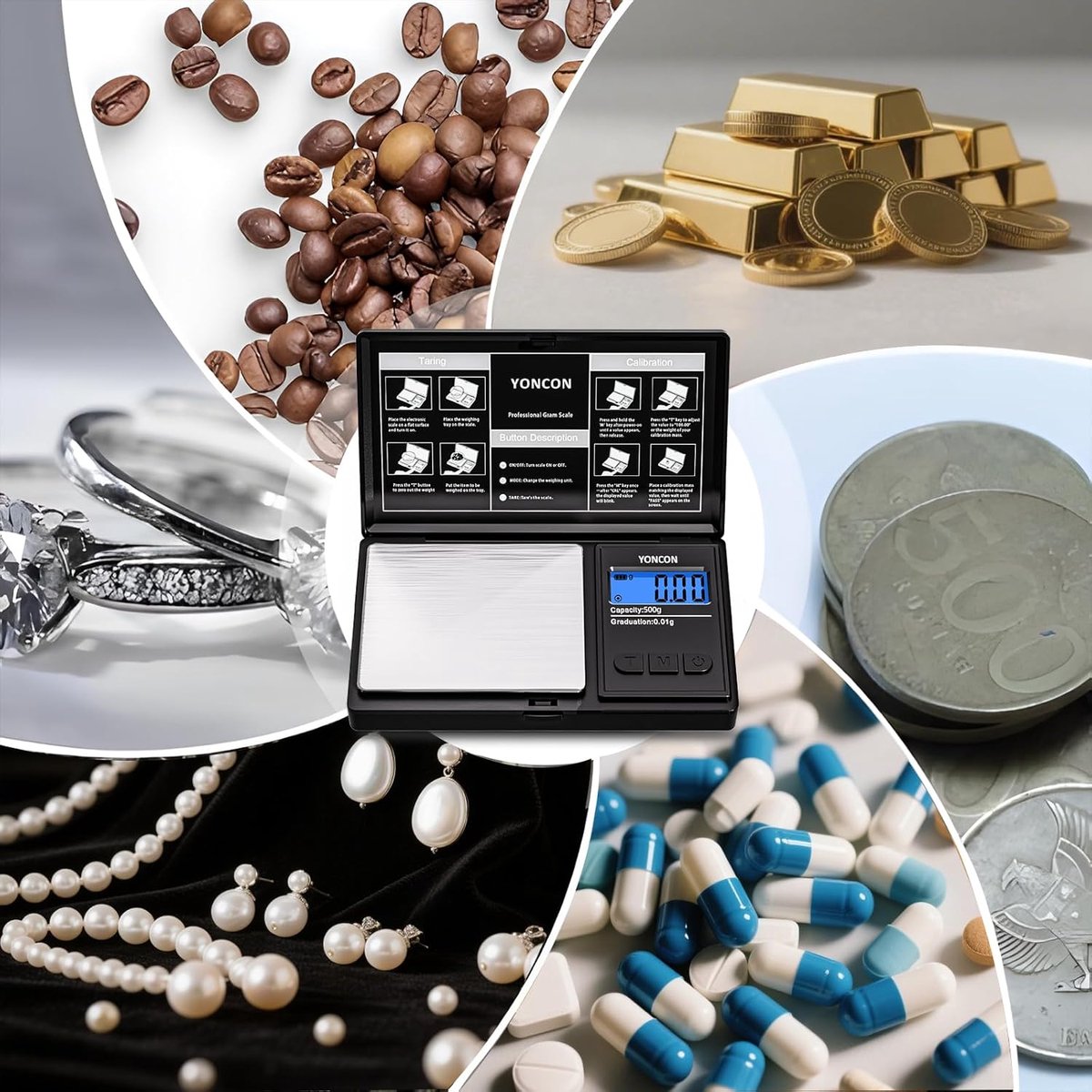 SnelShoppen - Digitale Pocket Weegschaal 0.1g Nauwkeurigheid, Mini Digitale Grams Weegschaal voor Keuken, Juwelen, Goud, Pharma, Ultra Compact en Duur