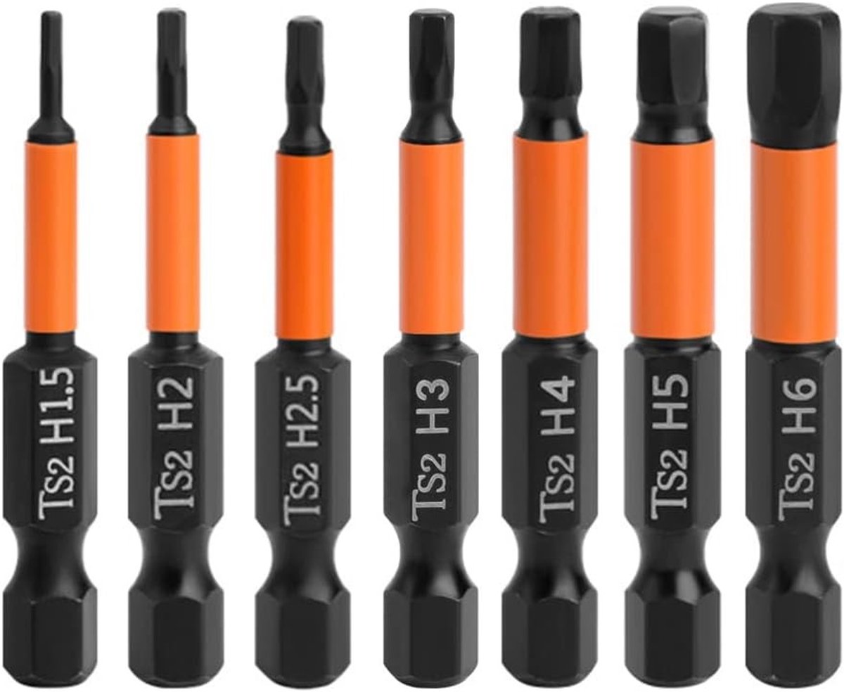 7-Delige Inbusschroevendraaier Bitset 50mm met Magnetische Kop - Zeskant Schroefbits