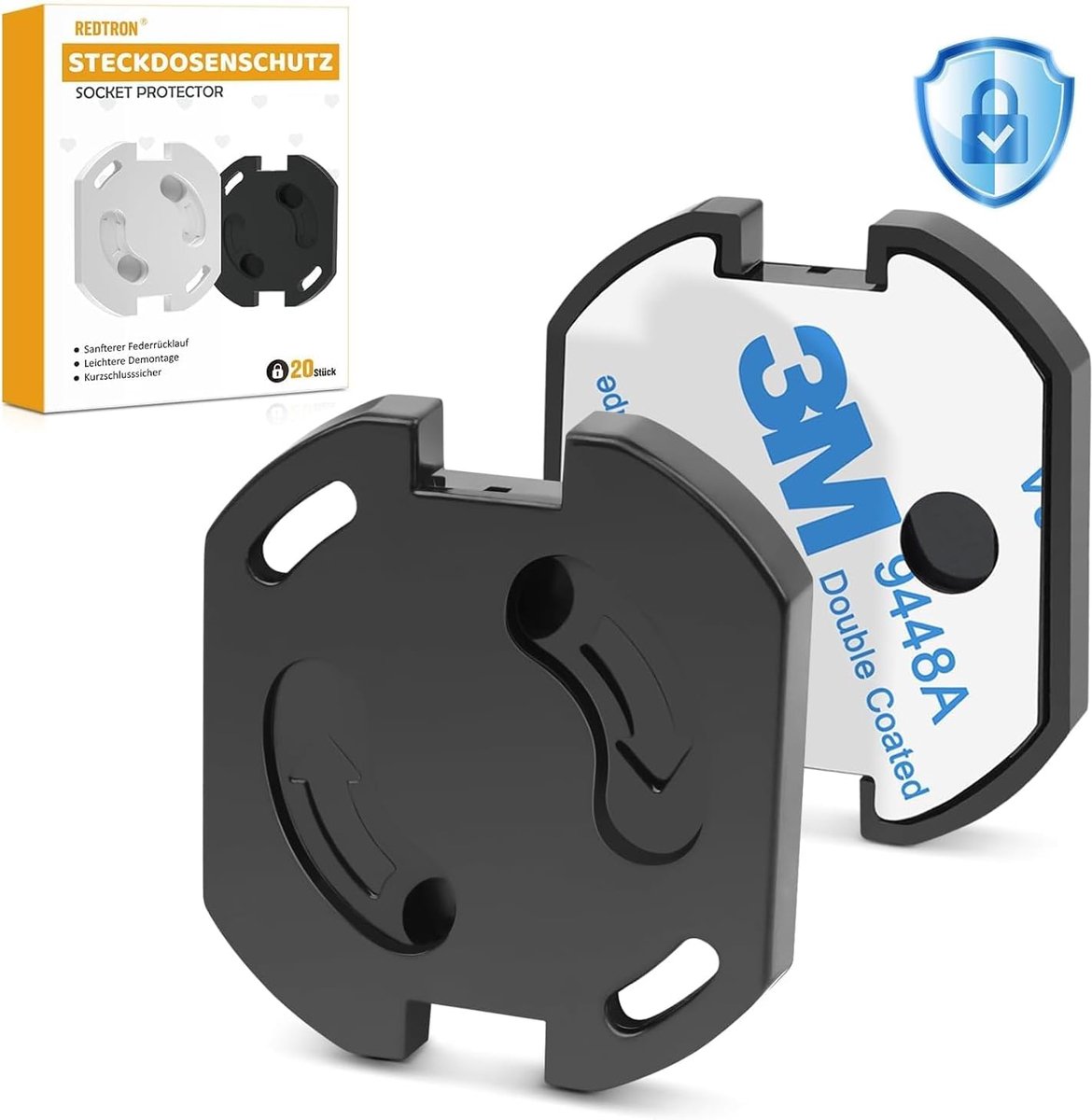 SnelShoppen - 20x Kindveilige Socket Protectors met Rotatiemechanisme, Zwart - Elektrische Veiligheid voor Kinderen en Baby's, Ideaal voor Thuisgebrui