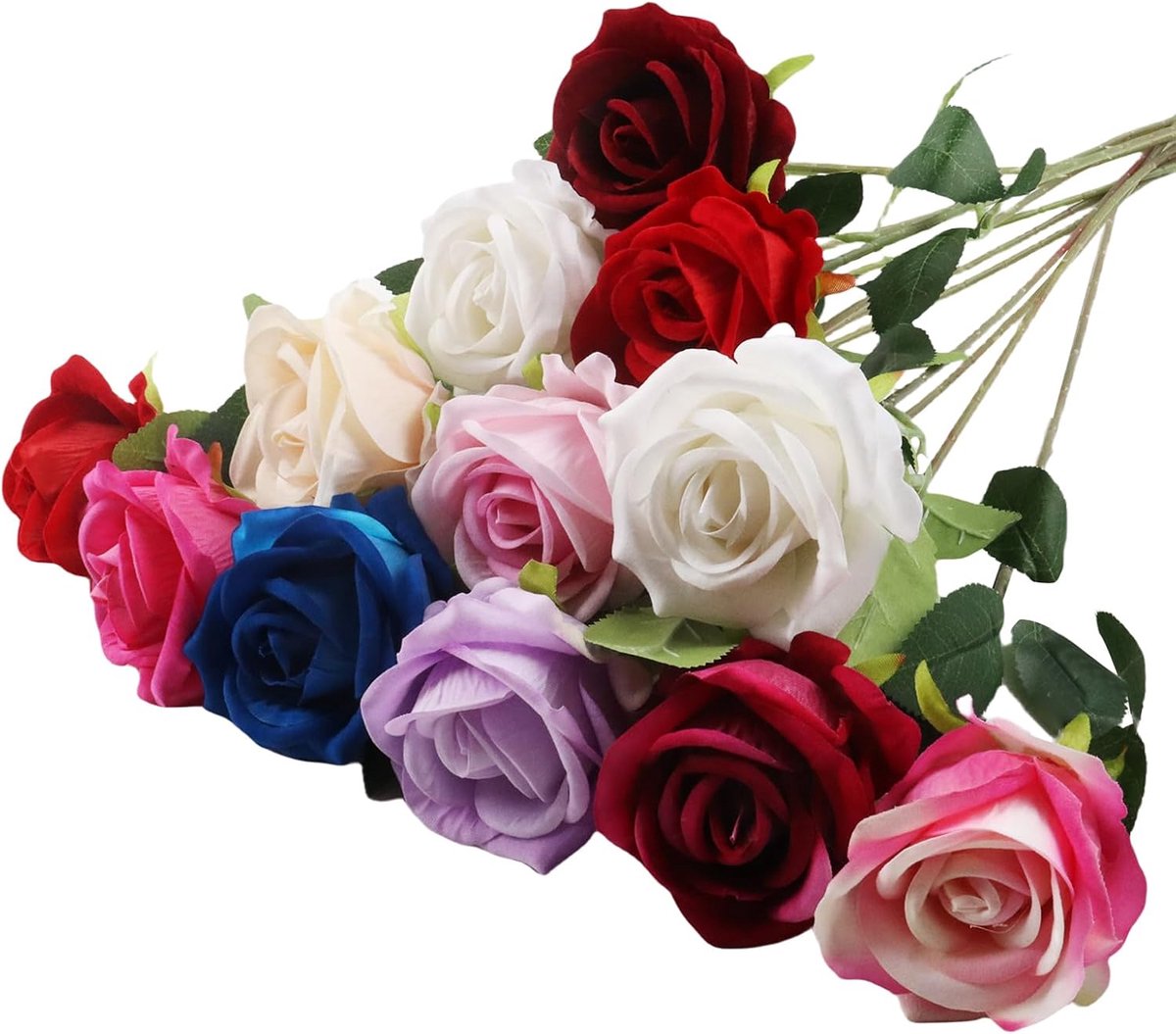 SnelShoppen - 12 Stuks Kunstmatige Rozen Zijde Bloemen Neproos 20x2.7 Inch Enkel Lange Steel Realistische Rozen voor Bruidsboeket, Huwelijksaanzoek, F