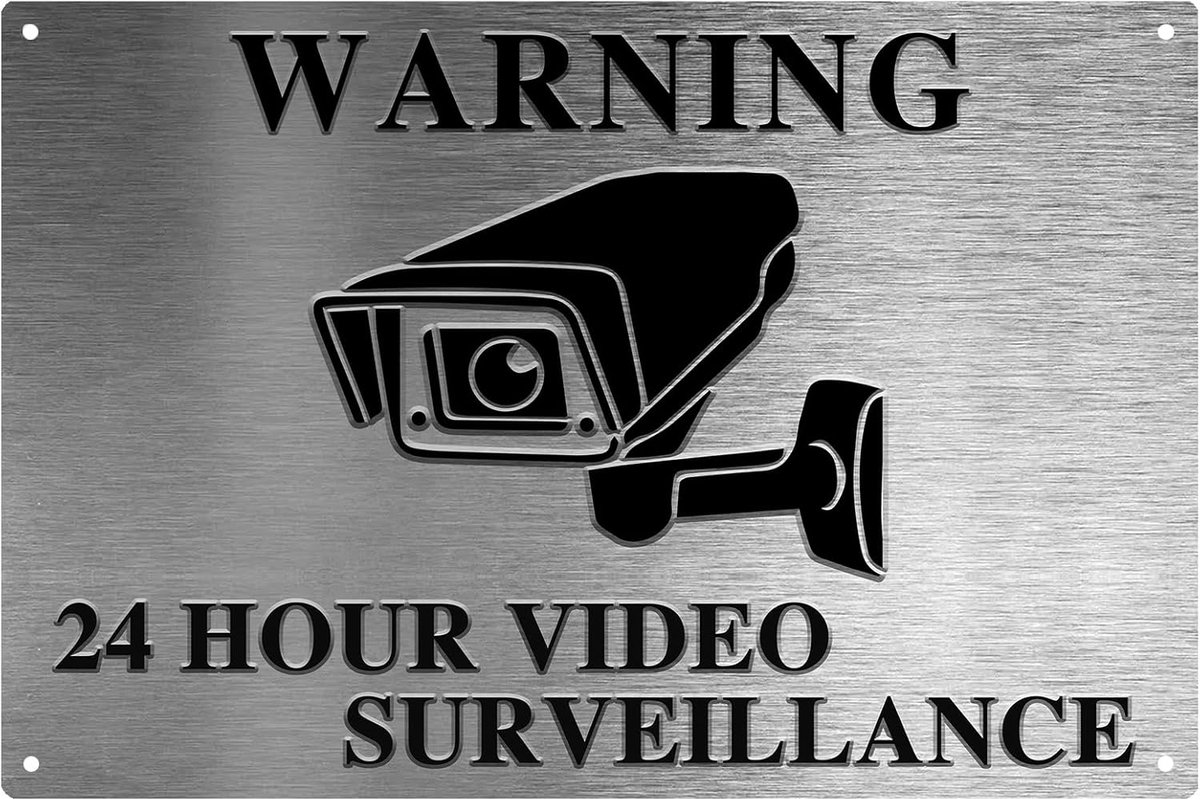 SnelShoppen - Waarschuwingsbord Video Surveillance - Privé Eigendom - Geen Toegang! - 20x30cm RVS Aluminium - Weerbestendig - Duidelijke Beveiliging