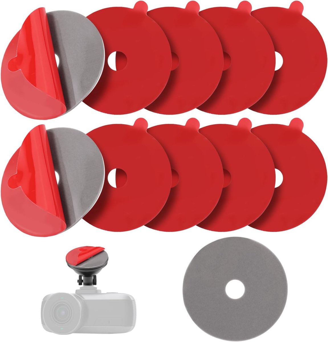 SnelShoppen - 10x Sterke Dashcam Plakpads - Dubbelzijdige Lijmstrips voor Dashboard & Voorruit - Warmtebestendige Tape voor Autocamera & Telefoonhoude