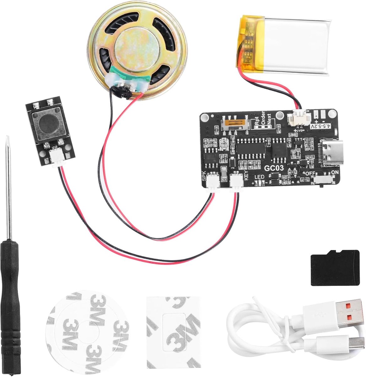 SnelShoppen - MP3 Geluidsmodule 8MB USB Type-C Download voor DIY Kerst- en Verjaardagskaart met 3 Afspeelmodi