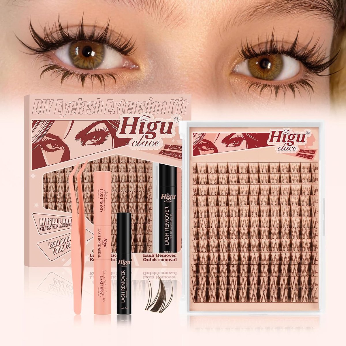 SnelShoppen - 144 Stuks Manga Lashes Eyelash Extensions met Invisible Band, 10-18 mm, 7 Dagen Langdurig, Inclusief Glue Remover en Applicators voor DI