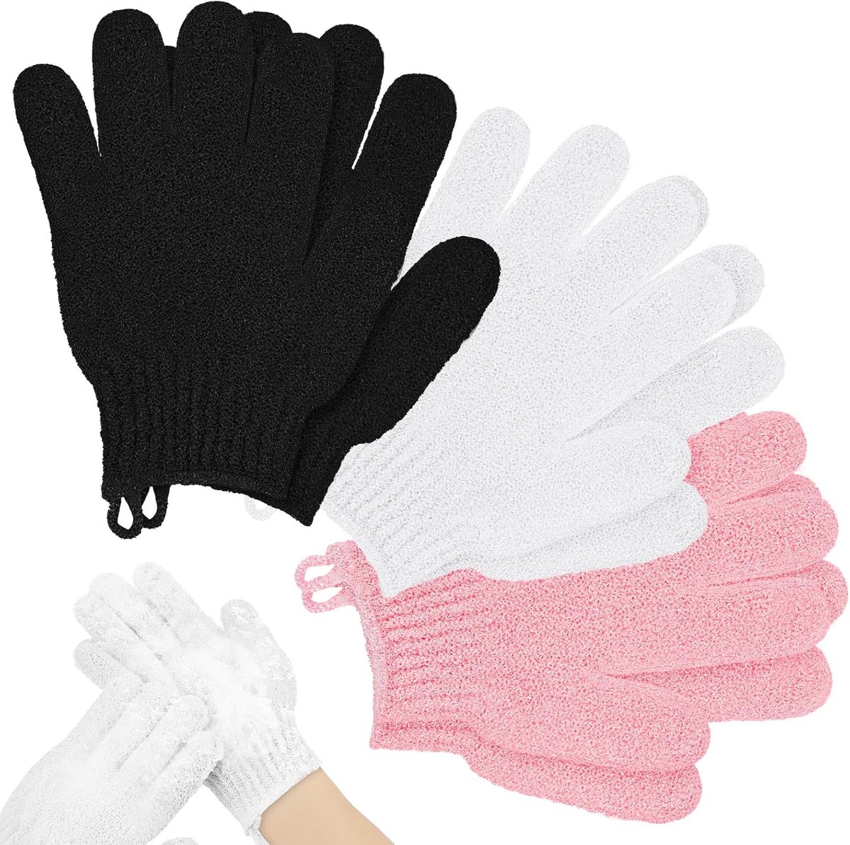 SnelShoppen - Pack of 6 Peeling Gloves - Body Exfoliation Gloves voor Mannen en Vrouwen, Massage Handschoenen voor Douche, Spa en Dood Huid Verwijderi