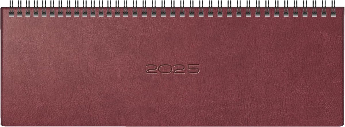 SnelShoppen - Dwarsagenda 2025, 2 pagina's per week, kunstleren omslag bruin, 305x105 mm, 128 pagina's, Wire-O-binding, jaaroverzicht, maandoverzicht,