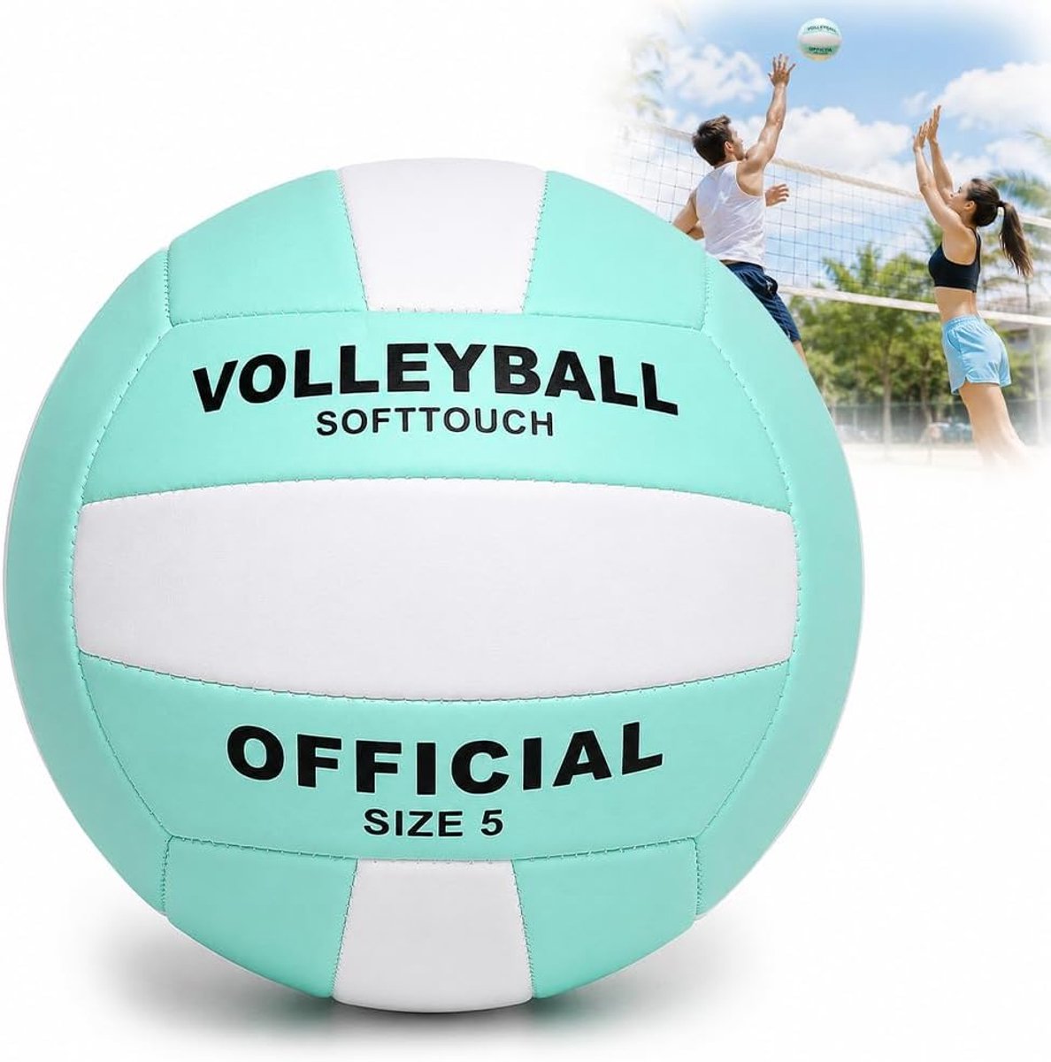 SnelShoppen - Waterdichte Beachvolleybal, Zachte Soft Touch Volleybal met Pomp, Kunstleer, Perfect voor Strand en Buitenactiviteiten