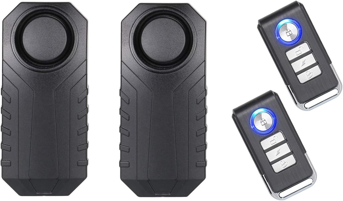 SnelShoppen - Fietsalarm met Afstandsbediening, Diefstalbeveiliging voor Voertuigen, Zeer Luide 113 dB, Multifunctioneel, 2 Stuks