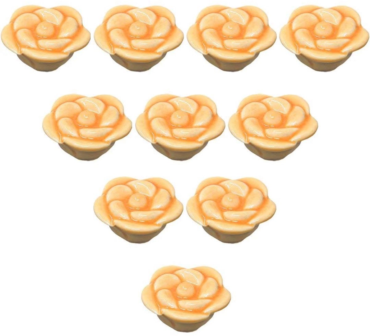 Decoratieve Keramische Handvatten - Roos Design - Oranje - 10 Stuks