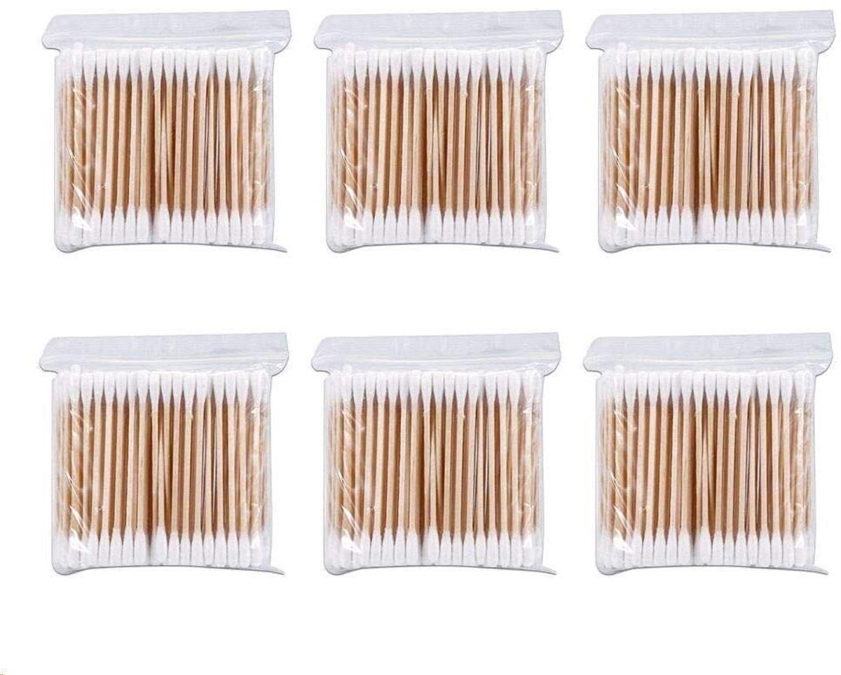 Biologisch afbreekbare wattenstaafjes - 6 verpakkingen met 600 stuks