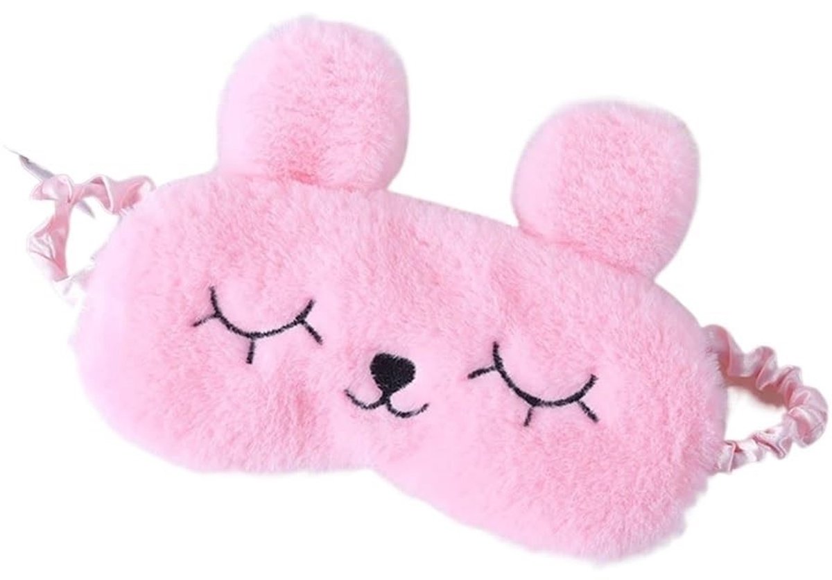 Pluche Oogmasker - Cartoon Konijn - Roze