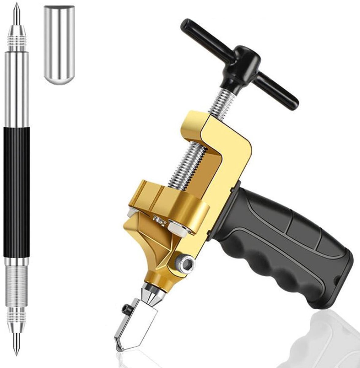 2-in-1 Glas Snijgereedschap Set - Multifunctioneel voor Tegels en Spiegel - Zwart