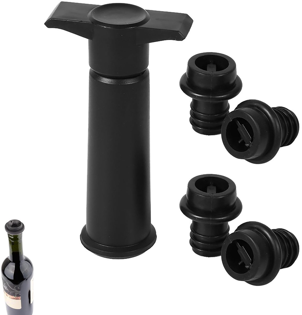 Wine Saver met 4 vacuümstoppers - Houdt wijn vers