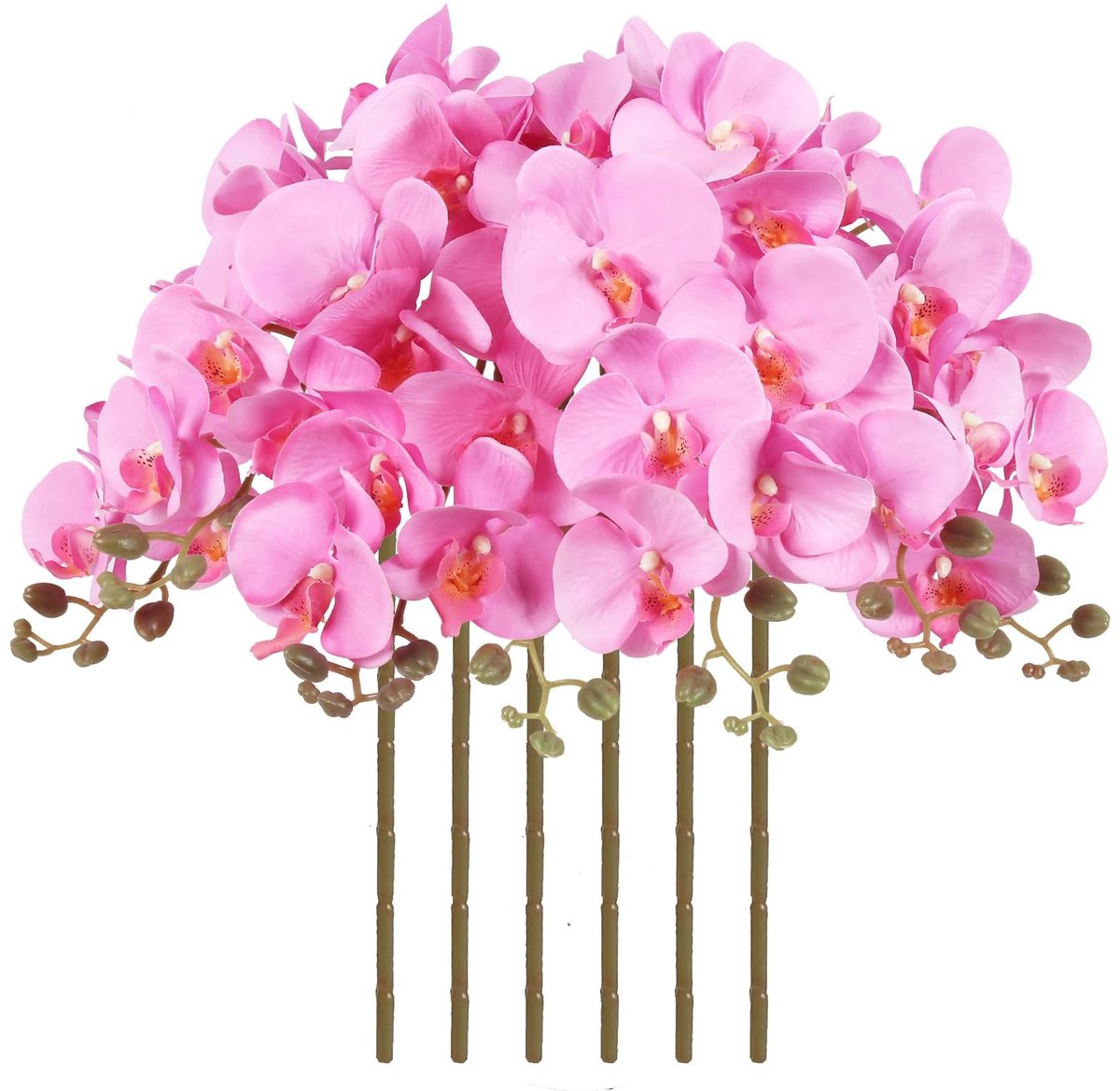 Kunstbloemen Orchideeën - 6 Stuks Lichtroze met Lange Steel