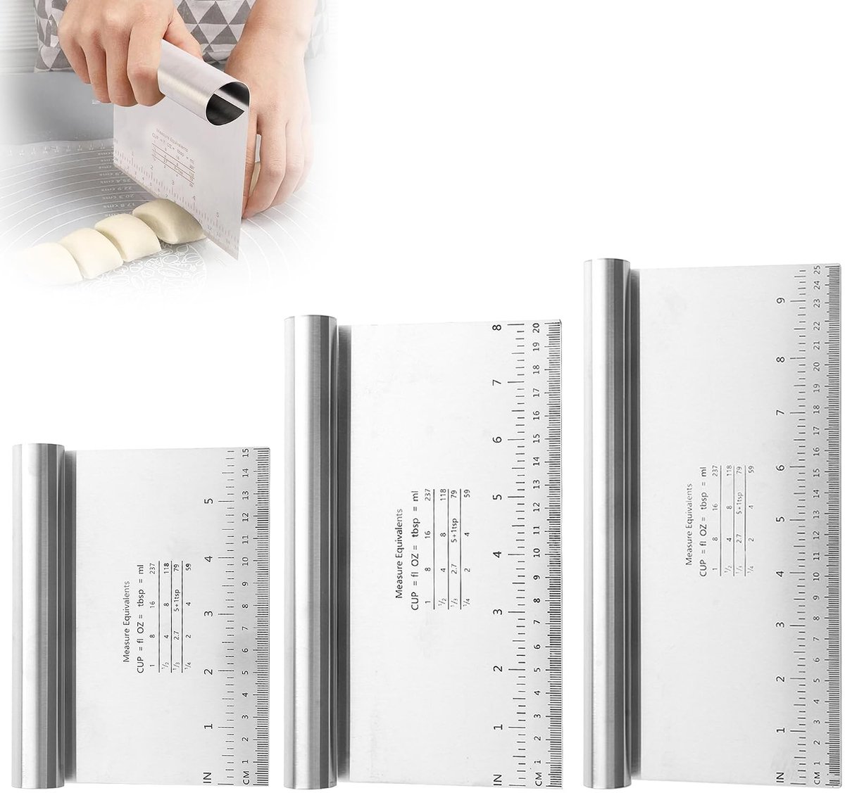 Deegschrapers set van 3 - Roestvrij staal 15/20/25 cm