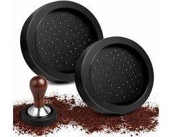 Koffietamper set van 2 met antislip houder en siliconen tampermat, 60 mm, ideaal voor barista-accessoires en eenvoudig schoon te maken