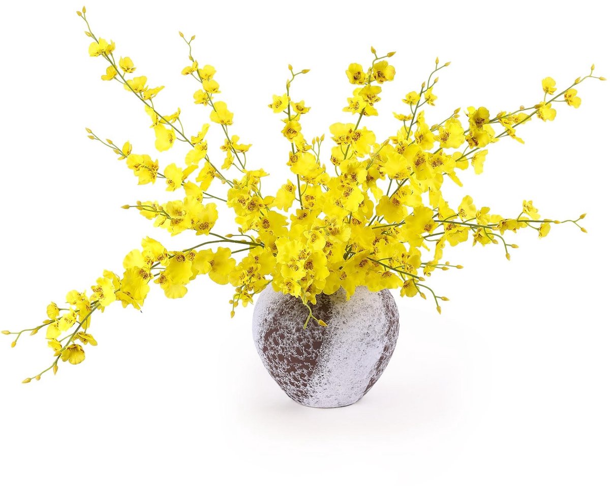 Kunstmatige Orchideeën - 6 Stuks Gele Zijde Orchideebloemen 94 cm