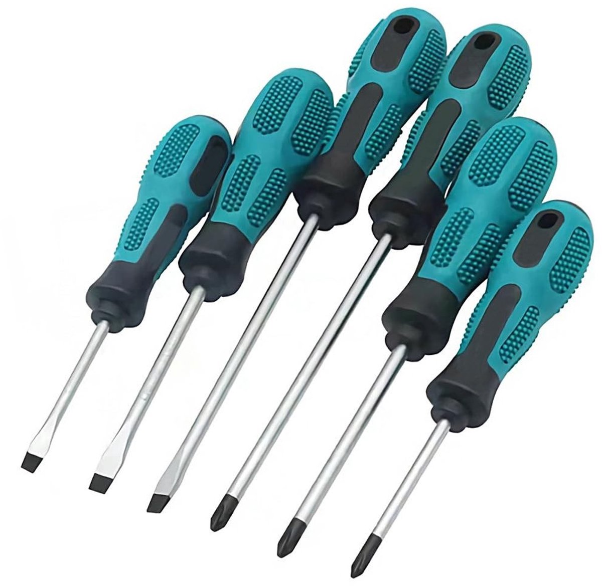 Schroevendraaierset met Softgrip - 6 Stuks Groen/Zwart