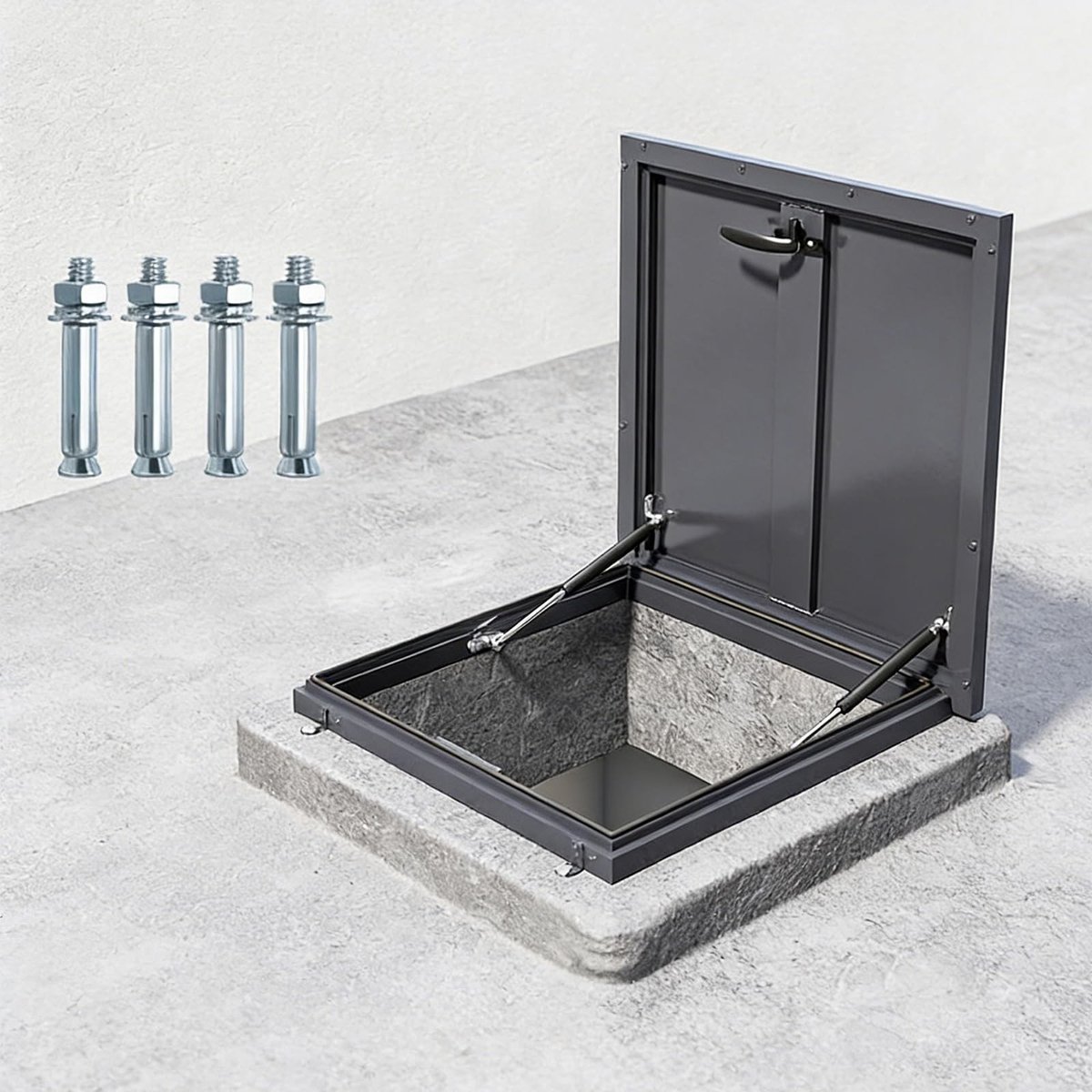 Toegangsdeur voor Zolder - Verzinkt Staal met Hydraulische Steunstang - 65x65cm
