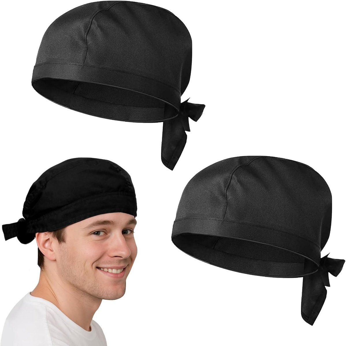 Set van 2 Koksbontjes, Keukenhoed, Stretchy Koksbontjes voor Restaurants, Bakkerijen en Cafés, Unisex Bandana voor Koks