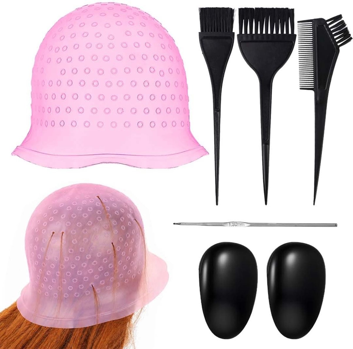 Complete Haarverf Set met Siliconen Kap, Borstel en Kam voor Perfecte Haarkleur voor Vrouwen, Mannen en Meisjes