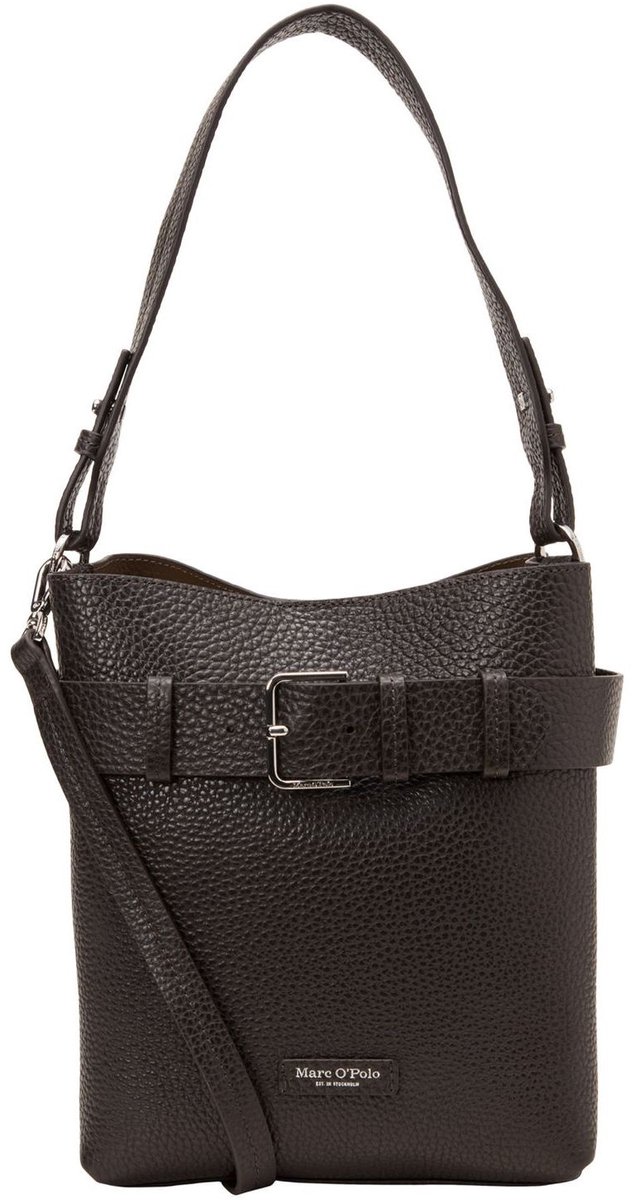 Marc O'Polo Leren schoudertas Brinni Bucket Bag Burnt Coffee donkerbruin