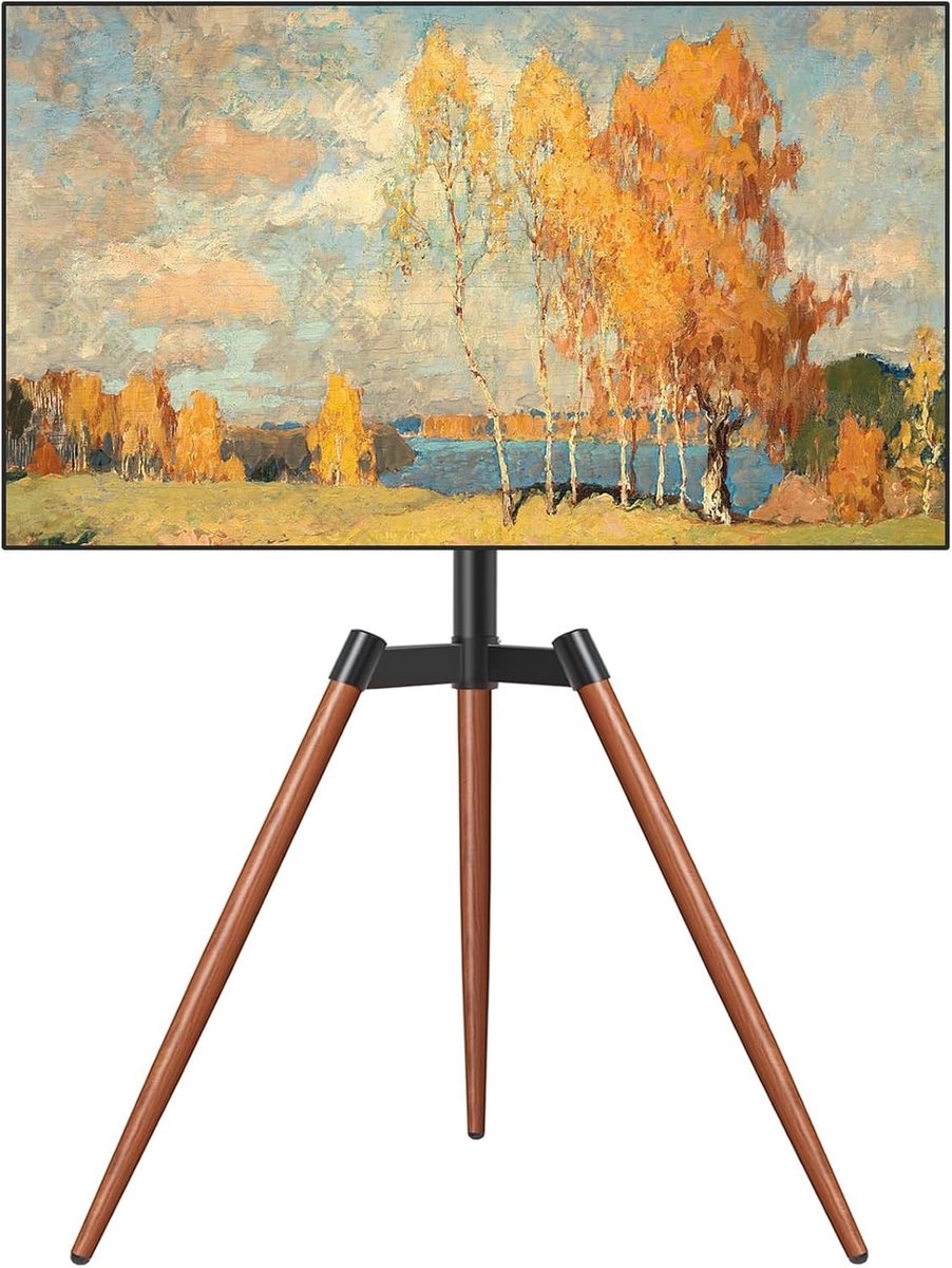 Verstelbare TV Stand met Tripod Easel voor 32-65 Inch LED LCD OLED - Draaibaar en Hoogte Verstelbaar - Geschikt voor VESA 400x400mm - Max. Belastbaarheid 35kg - Bruin