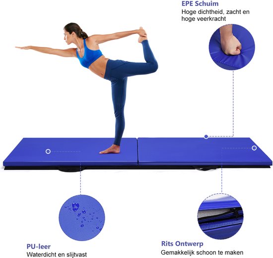 SureDeal® - Yogamatt - Gymnastiekmat Zachte Vloer - 180x60x4 cm - Blauw van suredeal — afbeelding 4