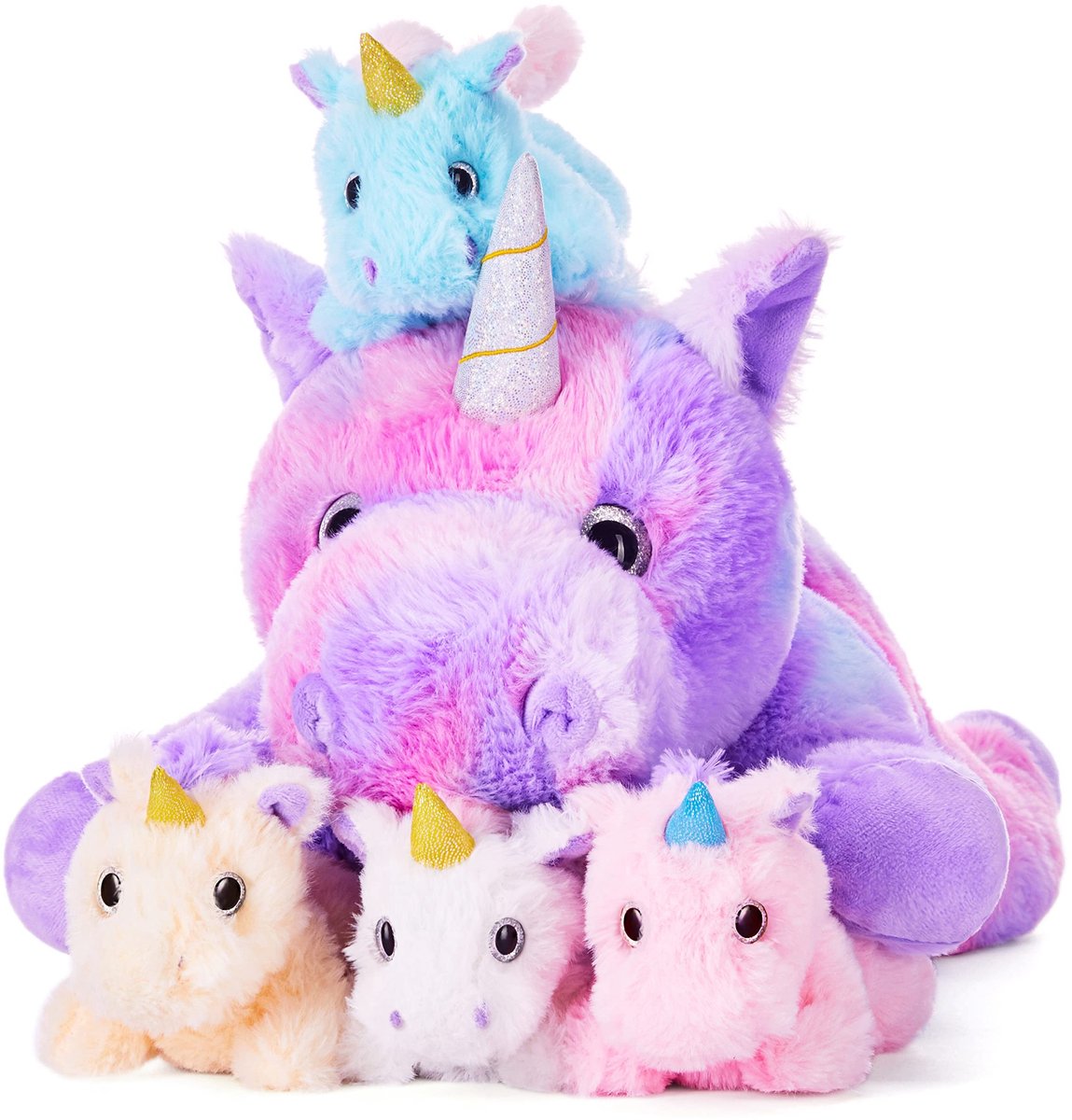 Eenhoornspeelgoed voor meisjes - Pluche moeder en kind set 48 cm