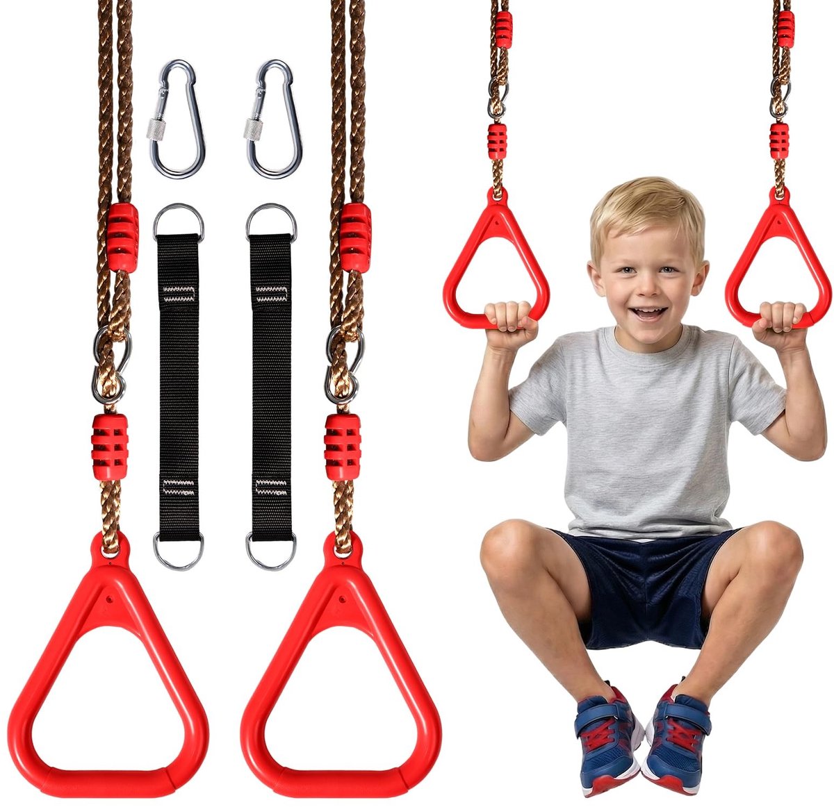 Gymnastiek Ringen voor Kinderen - 120 kg Draagvermogen - Rood