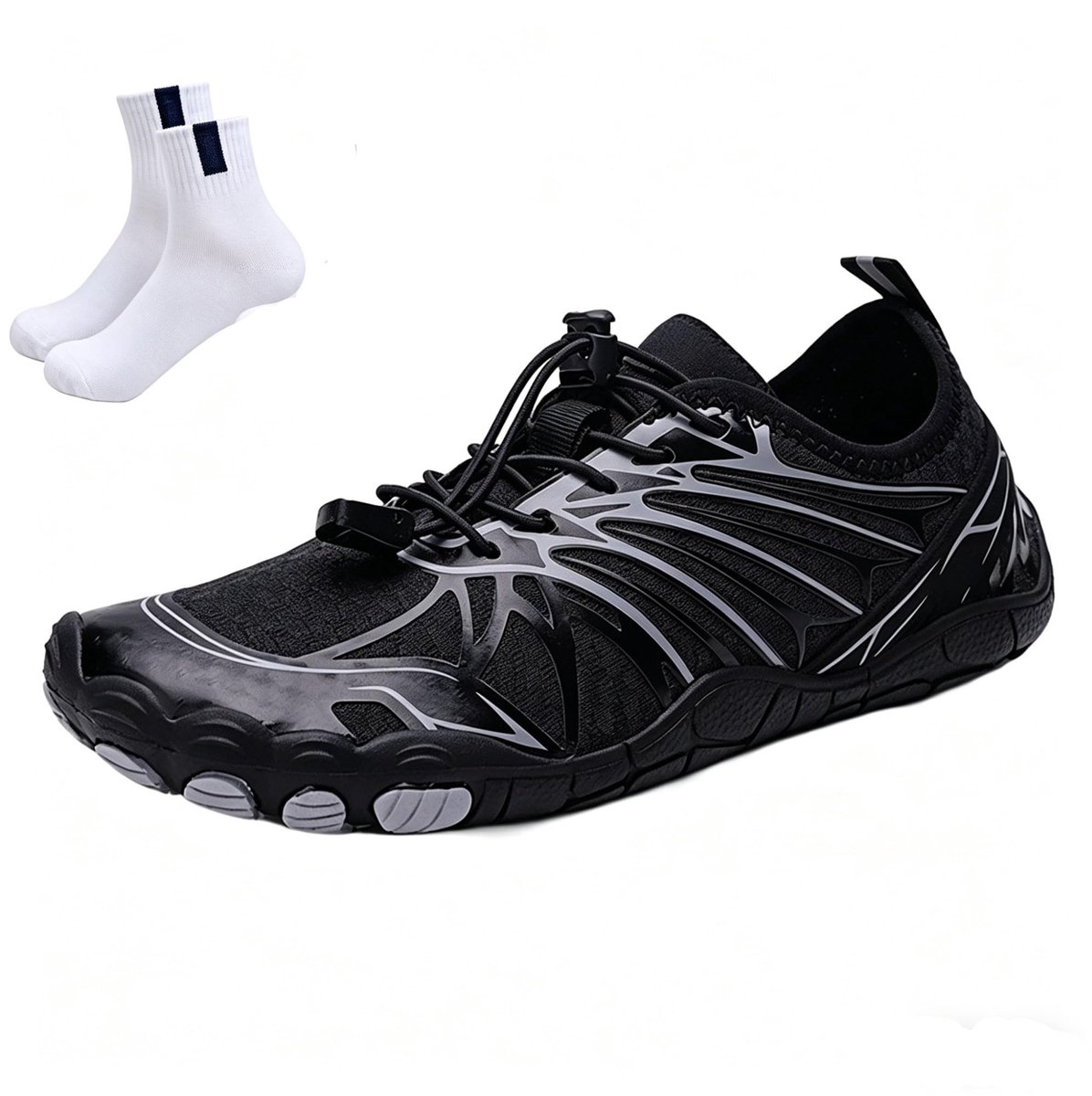Unisex waterschoenen voor blote voeten - Antislip en sneldrogend - Zwart, maat 42 EU