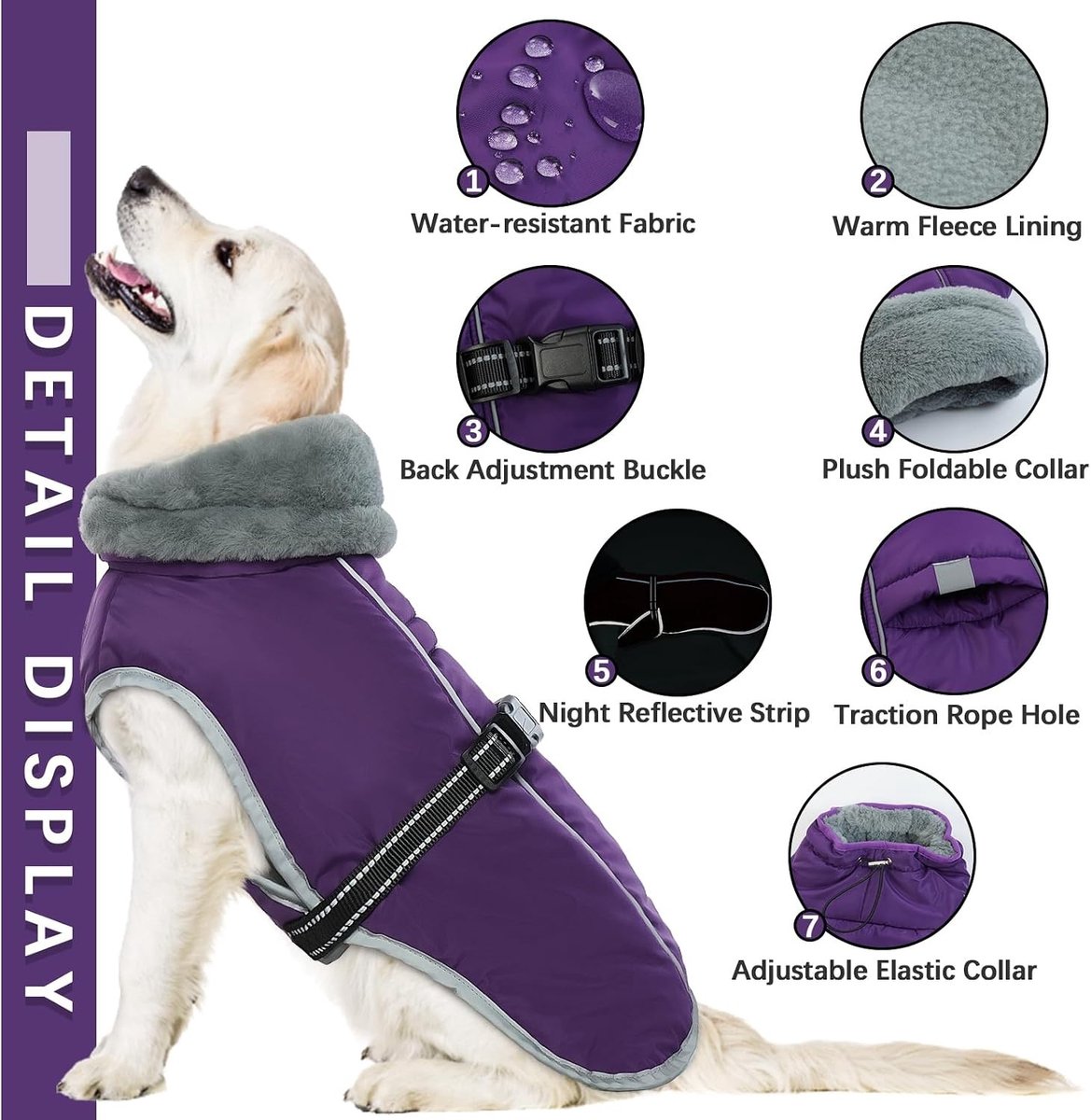 Winterjas voor Kleine Honden, Waterdichte en Reflecterende Hondenkleding, Winddichte Fleece Gevoerde Snowsuit voor Dackels en Andere Kleine Rassen