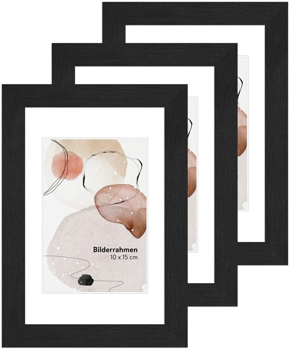 3-delige fotolijstset - H950 zwart, hout 10 x 15 cm
