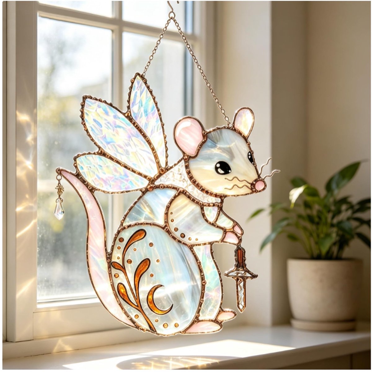 Betoverende Muizen Suncatcher - Stained Glass Acryl - Multicolor