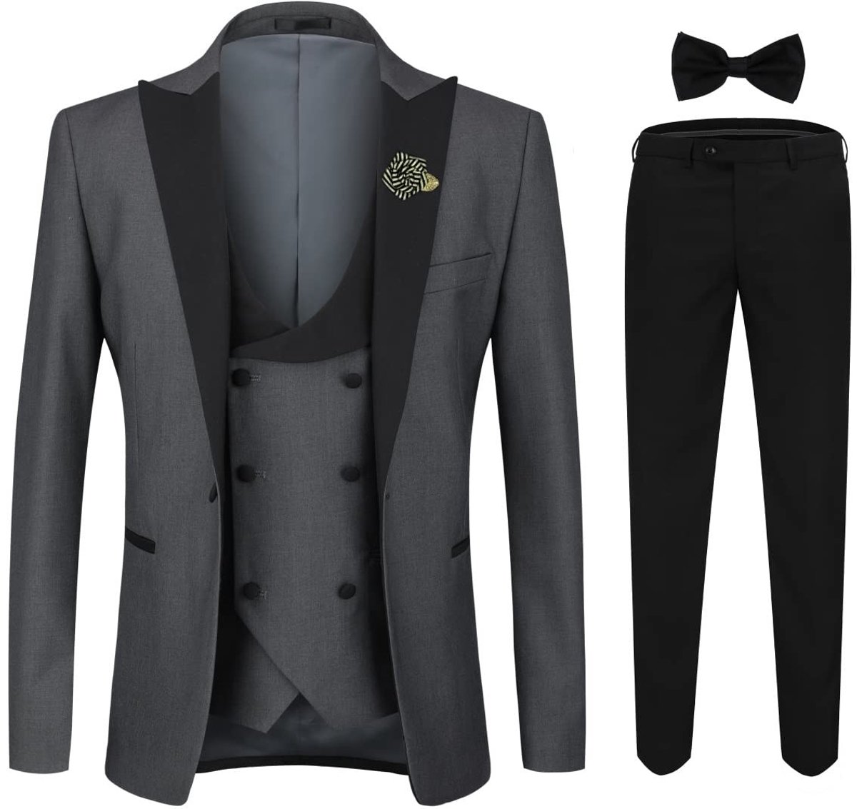 Slim Fit 3-Piece Heren Pak - Grijs - Bruiloft