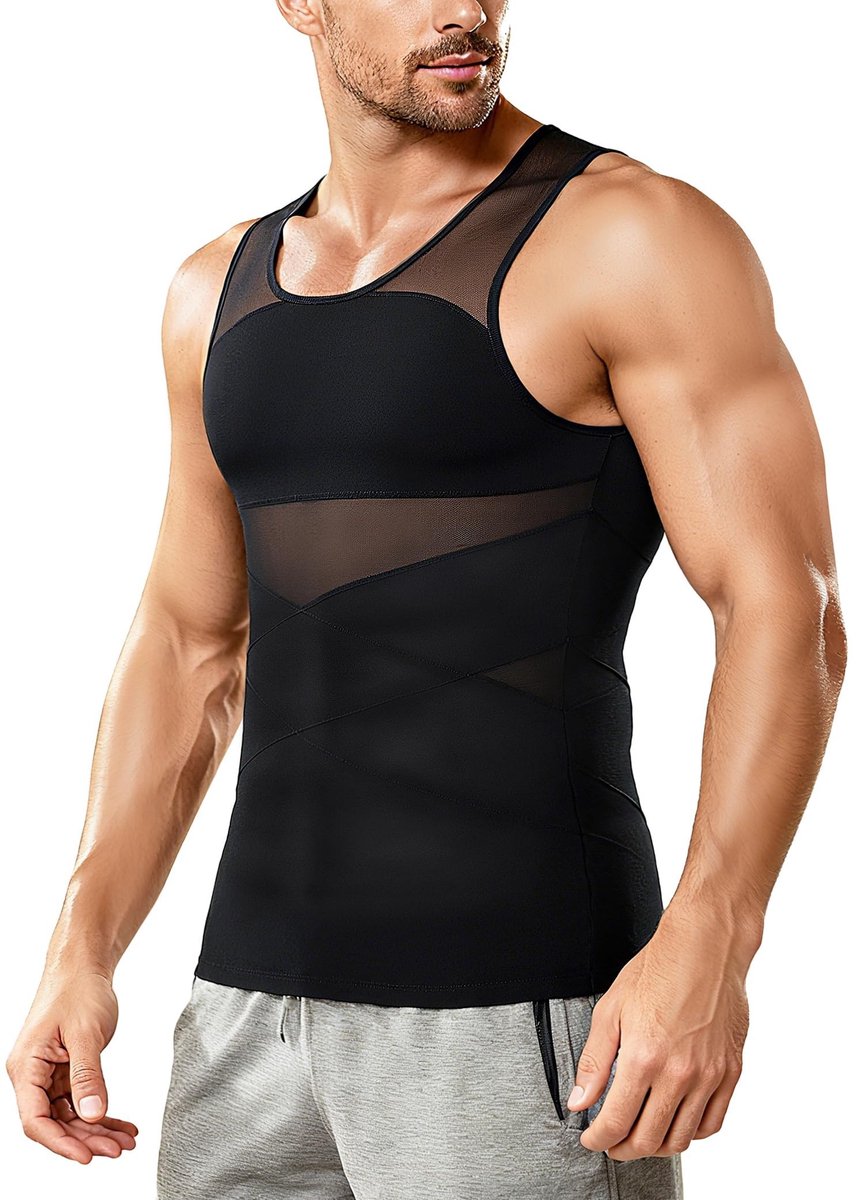 Compressieshirt voor heren - Mouwloos, zwart
