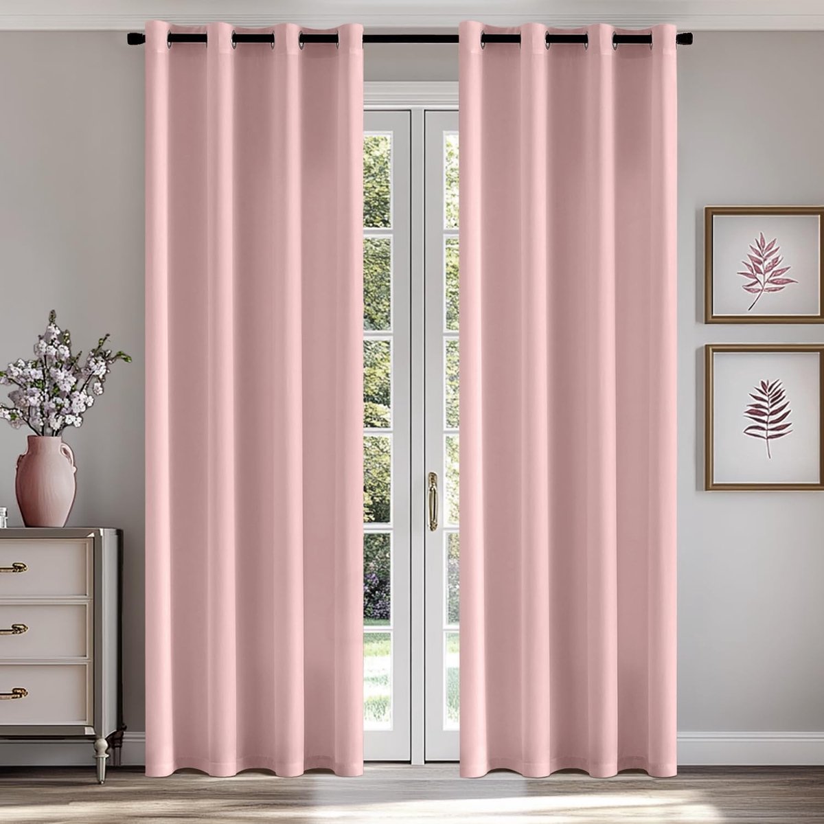 Transparante Gordijnen voor Slaapkamer - Moderne 2-Paneelset van 55 x 88 Inch in Roze - Lichtdoorlatend en Stijlvol