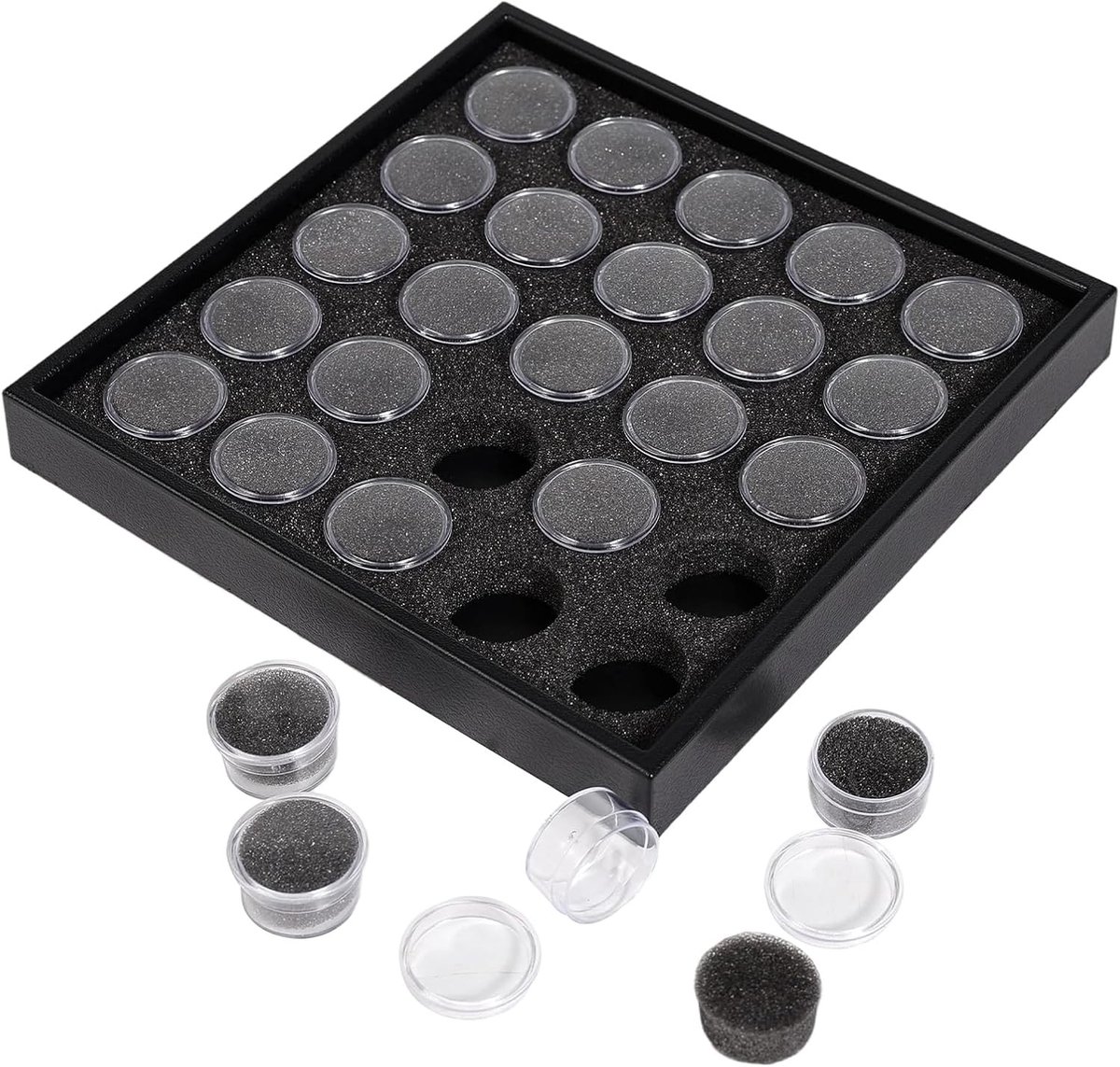 Gemstone Display Case voor Diamanten en Sieraden - Kleine Ronde Plastic Opbergdoos met Schuim voor Organisatie en Show van Edelstenen