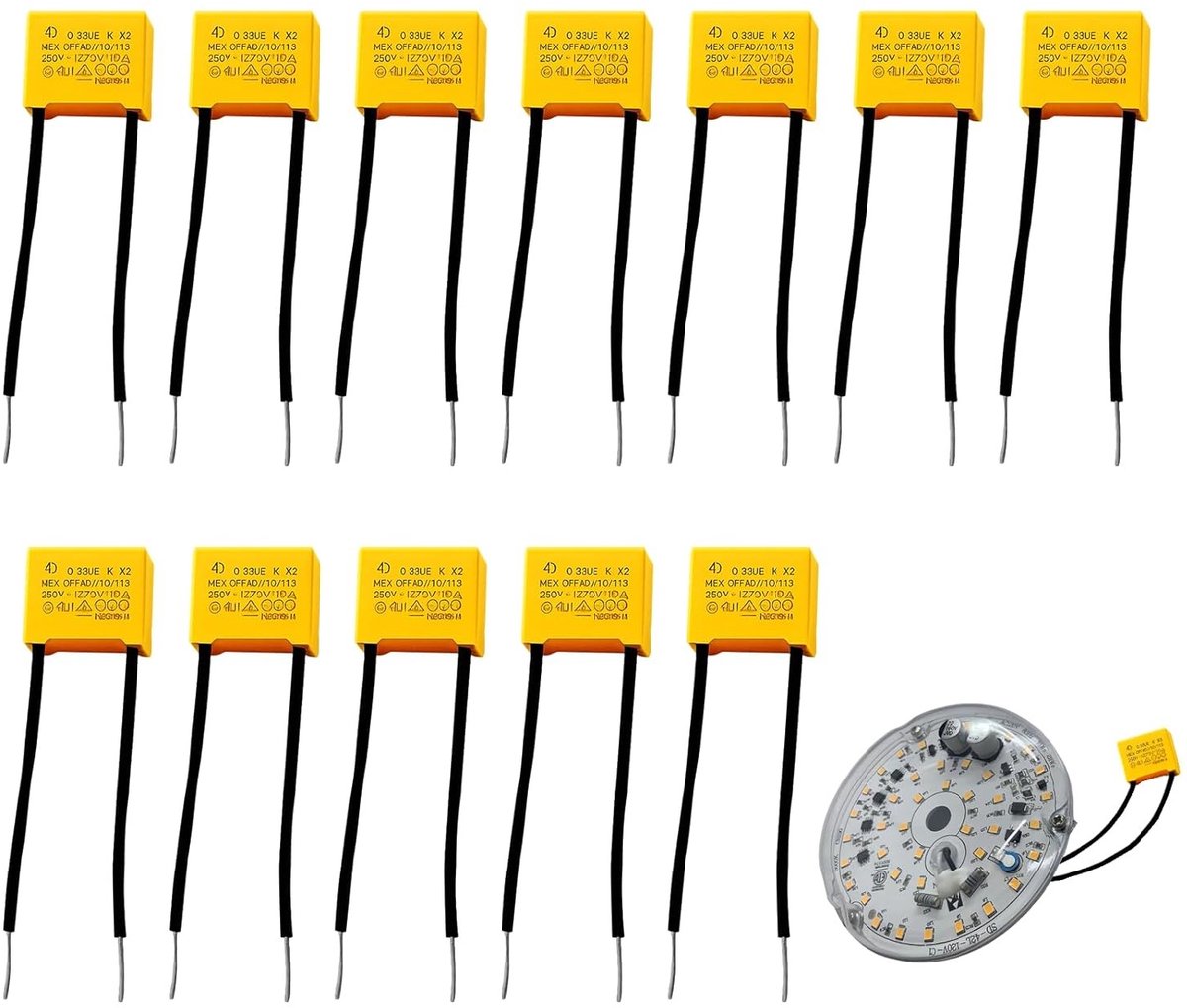 LED Interferentie Condensator 275 V - Veiligheidscondensator voor Radio- en Elektronische Apparaten, Vermindert Knipperen en Flikkeren, 0.33 μF, 12