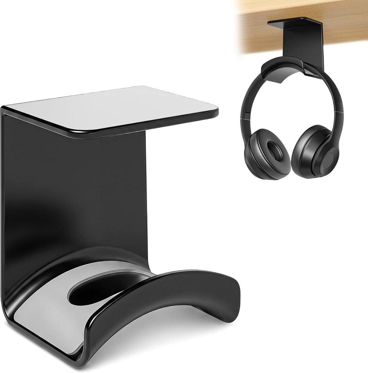 Hoofdtelefoonhouder met siliconen pads, zelfklevend en wandhaak voor gaming-headsets, kantoor en muurgebruik, geschikt voor meerdere apparaten