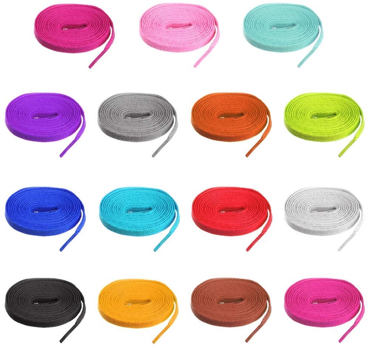 Flat Schoenveters - 15 Paar Multicolor 45 Inch