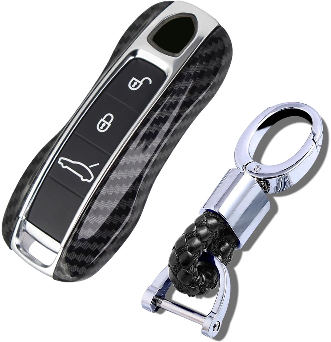 Sleutelhanger voor Porsche Sleutel - Carbon Fiber - Zwart