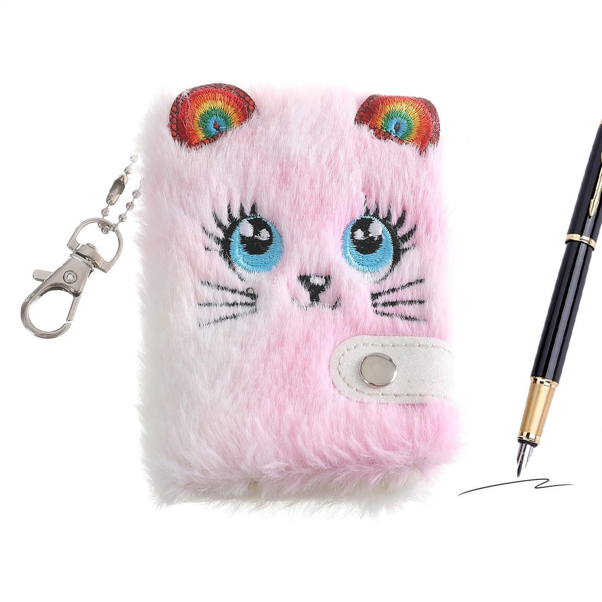 Pluche Notitieboek met Kattenontwerp - Roze
